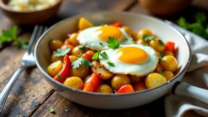 Bauernfrühstück aus geretteten Kartoffeln und Eiern