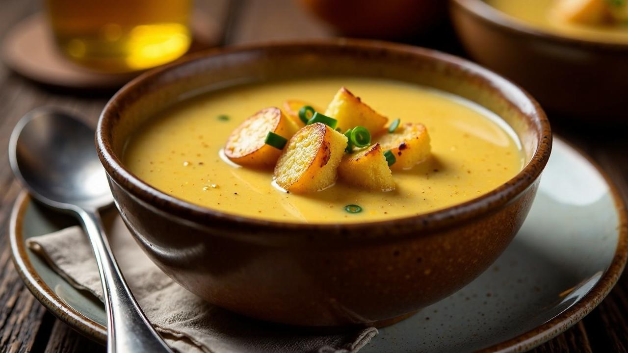 Bayerische Biersuppe mit Käsecroutons