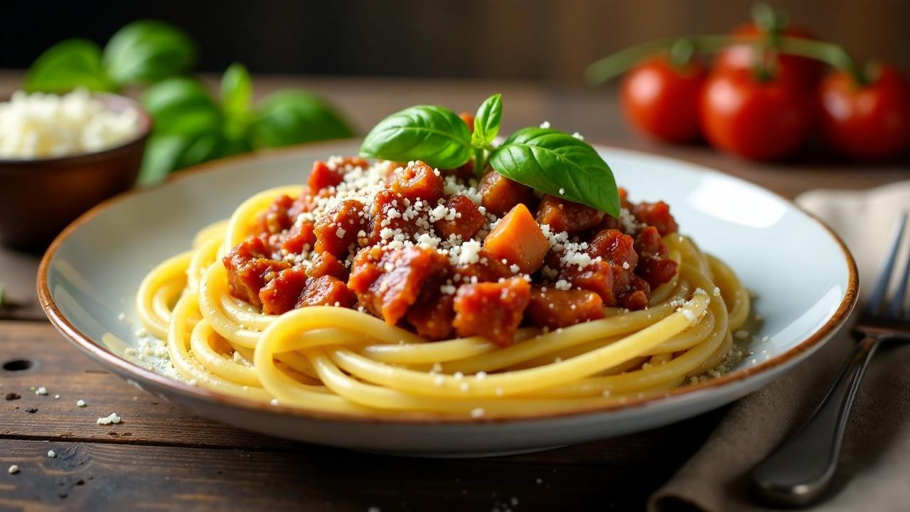 Bayerische Spaghetti Bolognese mit Leberkäse