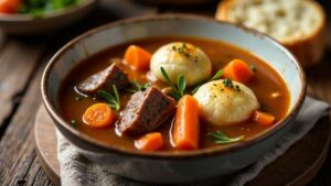 Beef Soup with Spinners