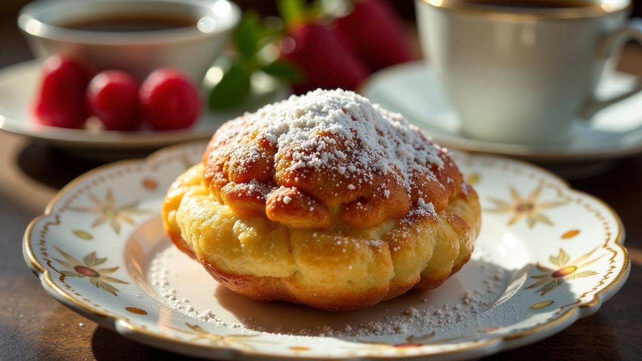 Beignets – Frittierte Teigbällchen mit Puderzucker aus New Orleans.