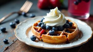 Belgische Blaubeer-Waffeltörtchen