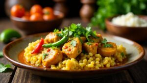 Bengali Kacha Lonka Murgi (Hühnchen mit grünen Chilis)