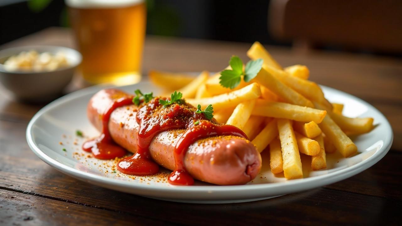 Berliner Currywurst mit Pommes