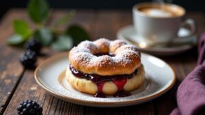 Berliner Pfannkuchen mit Brombeermarmelade