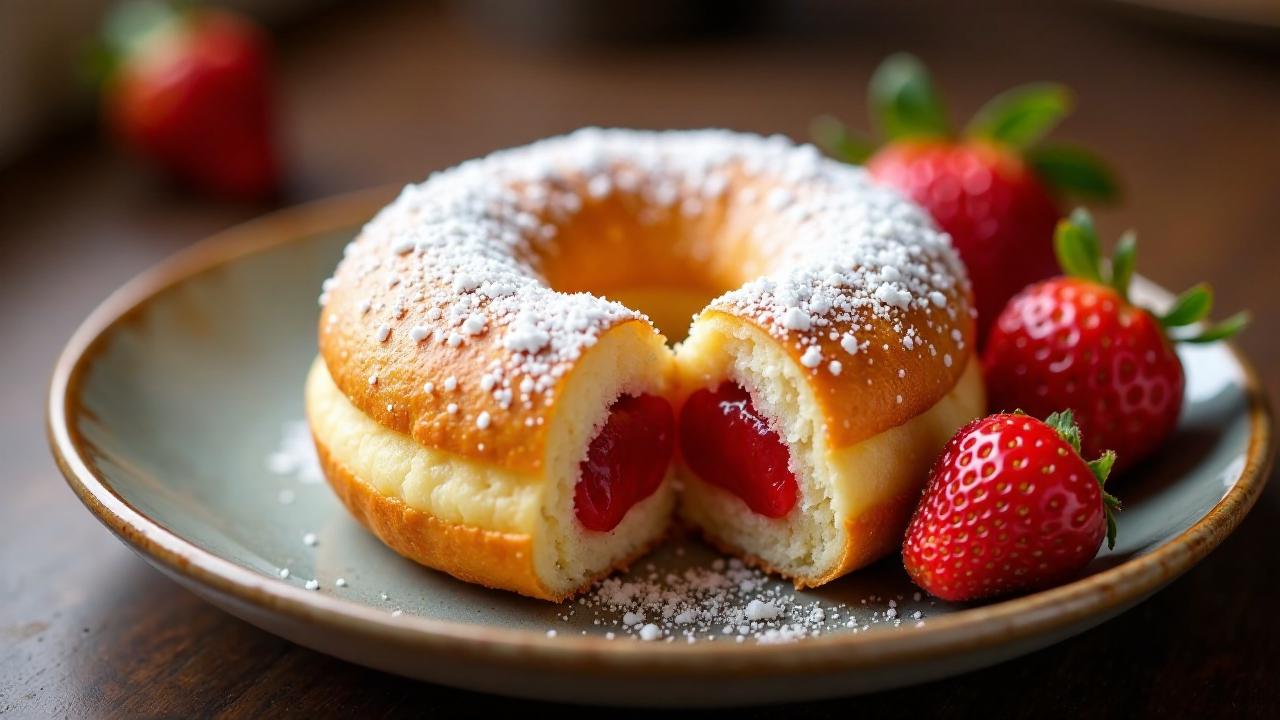 Berliner Pfannkuchen mit Erdbeermarmelade