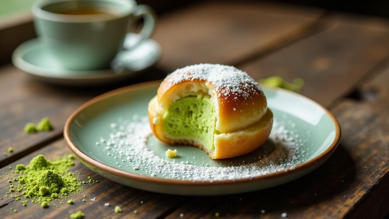 Berliner Pfannkuchen mit Grüner Tee-Füllung