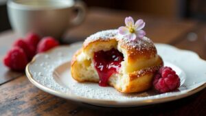 Berliner Pfannkuchen mit Himbeermarmelade