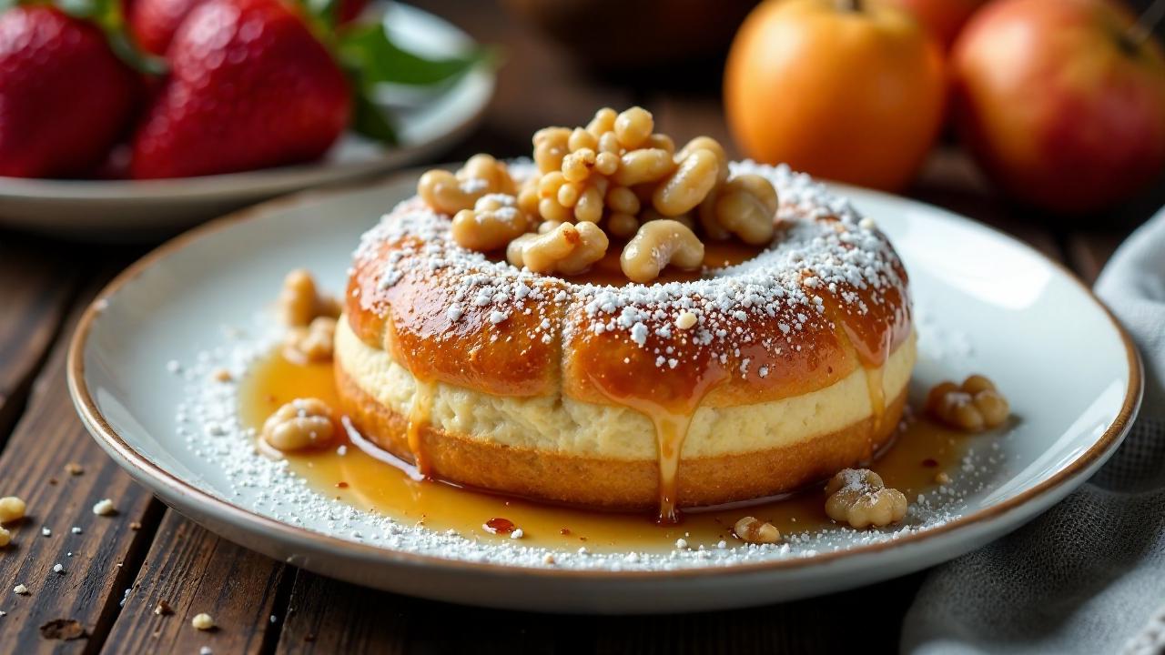 Berliner Pfannkuchen mit Honig und Walnüssen