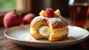 Berliner Pfannkuchen mit Litschi-Rosenwasser