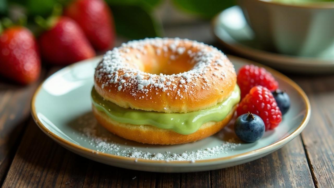 Berliner Pfannkuchen mit Matcha-Creme