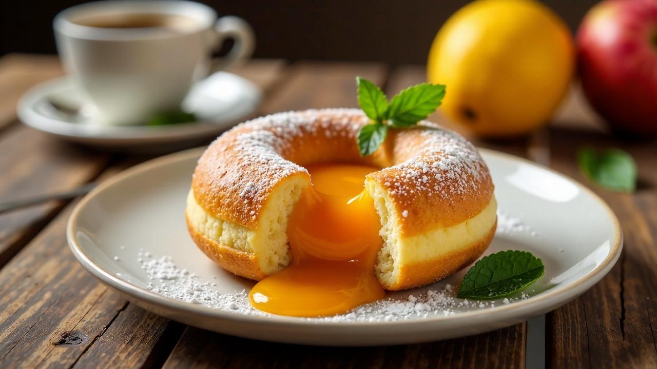 Berliner Pfannkuchen mit Papaya-Mango-Gelee