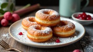 Berliner Pfannkuchen mit Rhabarbermarmelade