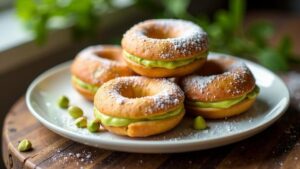 Berliner Pfannkuchen mit Vanille-Pistazien-Creme