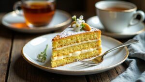 Bienenstich mit Holunderblütencreme