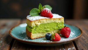 Bienenstich mit Matcha-Creme