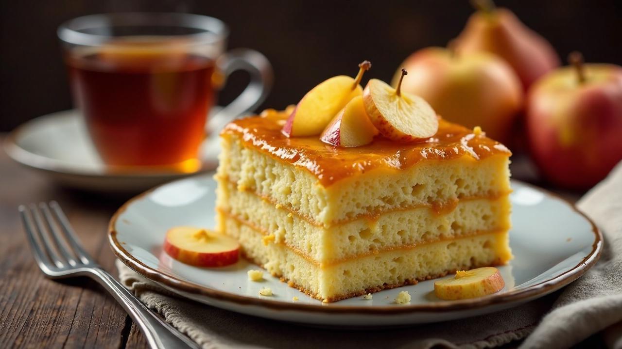 Bienenstich mit karamellisierten Äpfeln