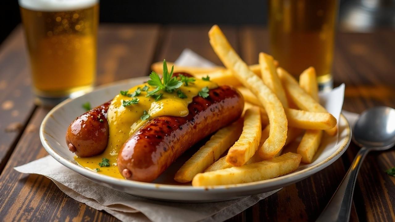 Bier-Currywurst und Malz-Pommes