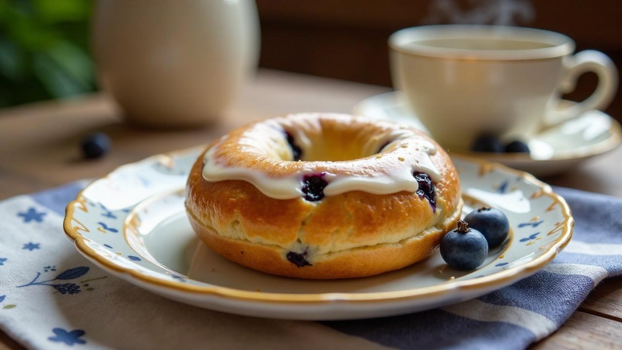 Blaubeer-Bagel mit Zitronenglasur