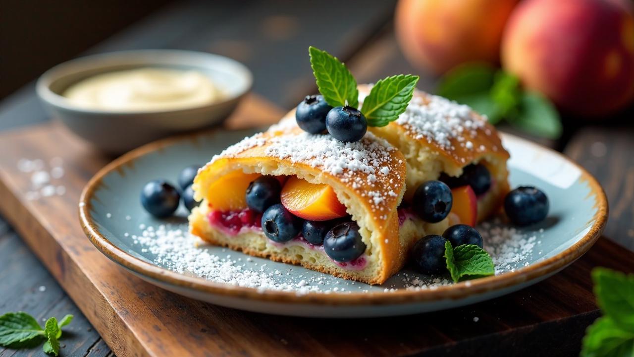 Blaubeer-Pfirsich-Strudel