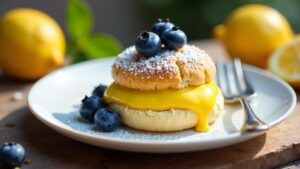 Blaubeer-Profiteroles mit Zitronenquark