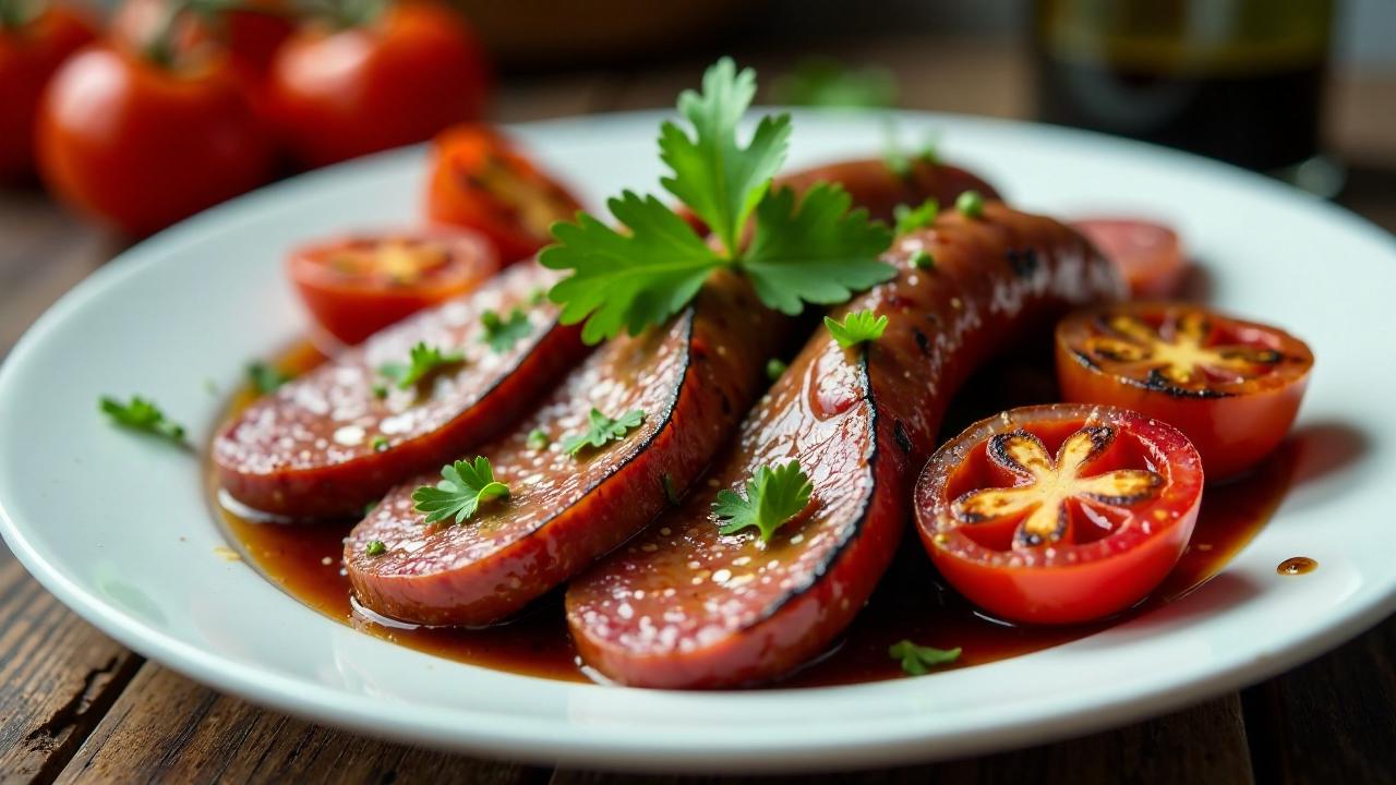 Blutwurst mit gegrillten Tomaten