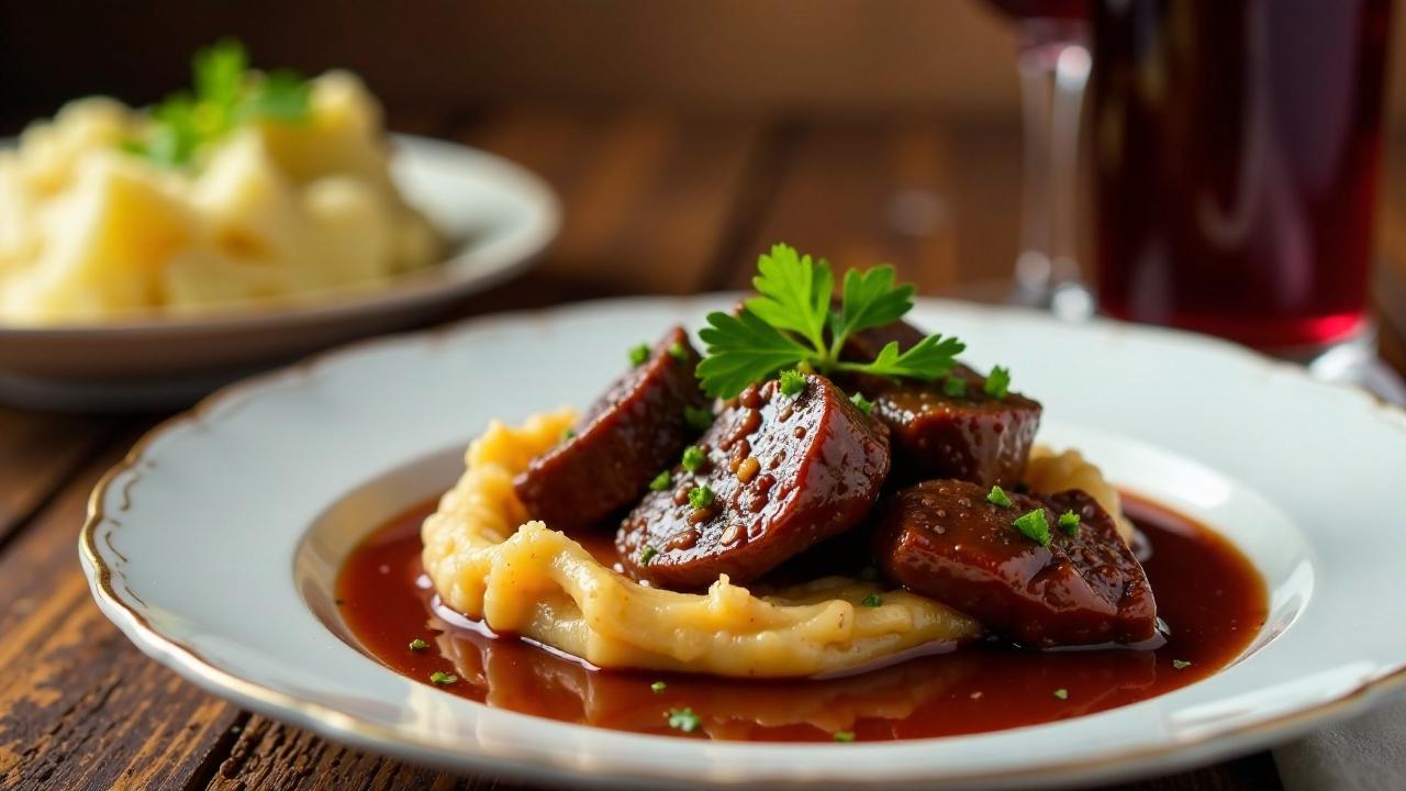 Boeuf Bourguignon: Rindfleisch mit Rotwein und Gemüse