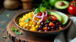 Bohnen-Bowl mit Avocado und Mais