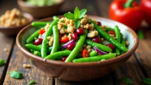 Bohnensalat mit gerösteten Nüssen