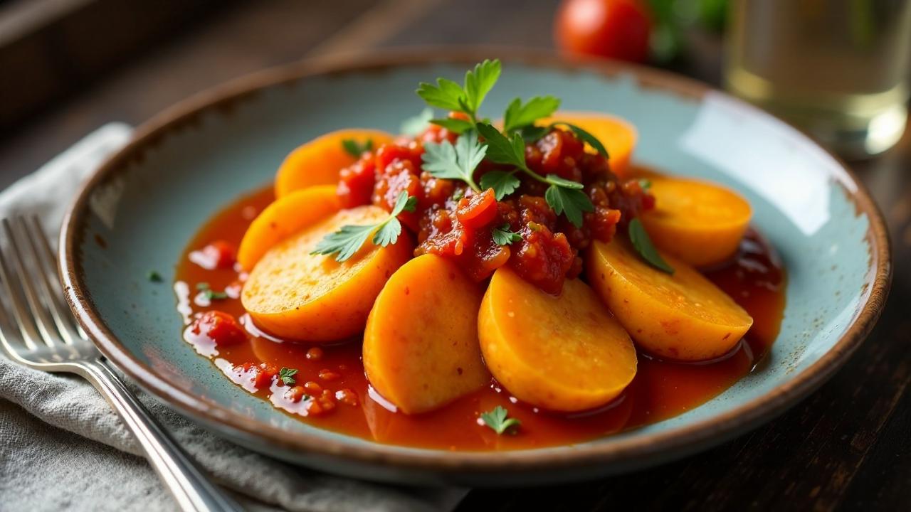 Boiled Sweet Potatoes with Tomato Gravy