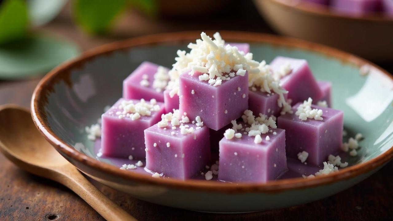 Boiled Taro mit Kokosraspel