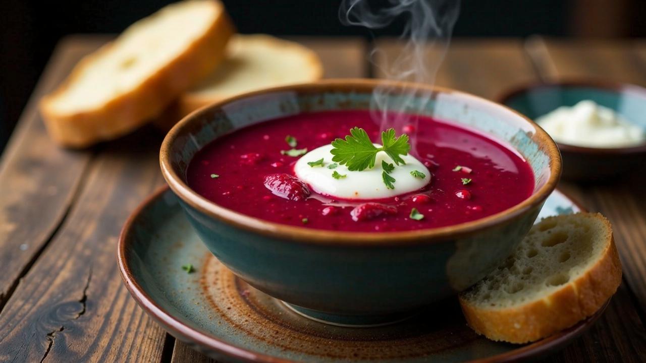 Borsch: Beetroot und Fleischsuppe