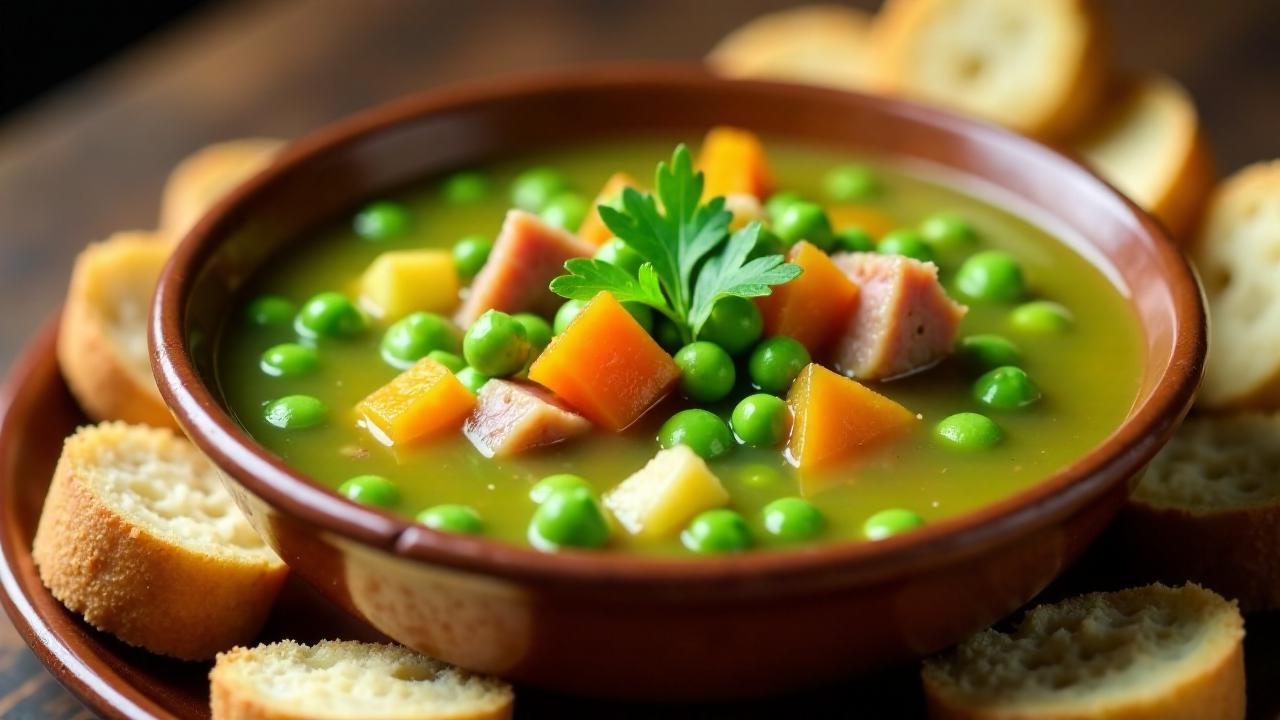 Borsóleves – Erbsensuppe mit geräuchertem Fleisch