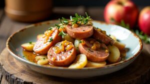 Boudin Blanc aux Pommes (Weiße Blutwurst mit Äpfeln)