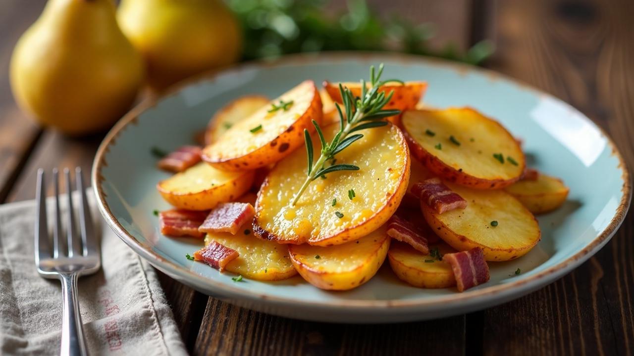 Bratkartoffeln mit Birnen und Speck