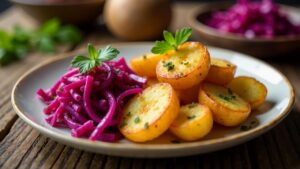 Bratkartoffeln mit Rotkohl