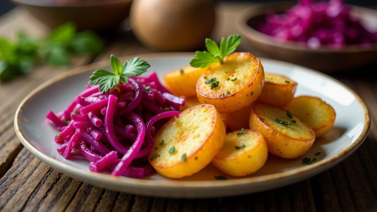 Bratkartoffeln mit Rotkohl