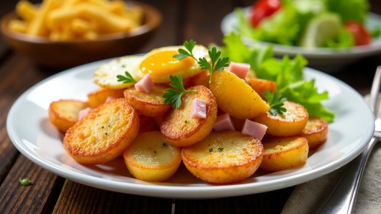 Bratkartoffeln mit Schinkenwürfeln