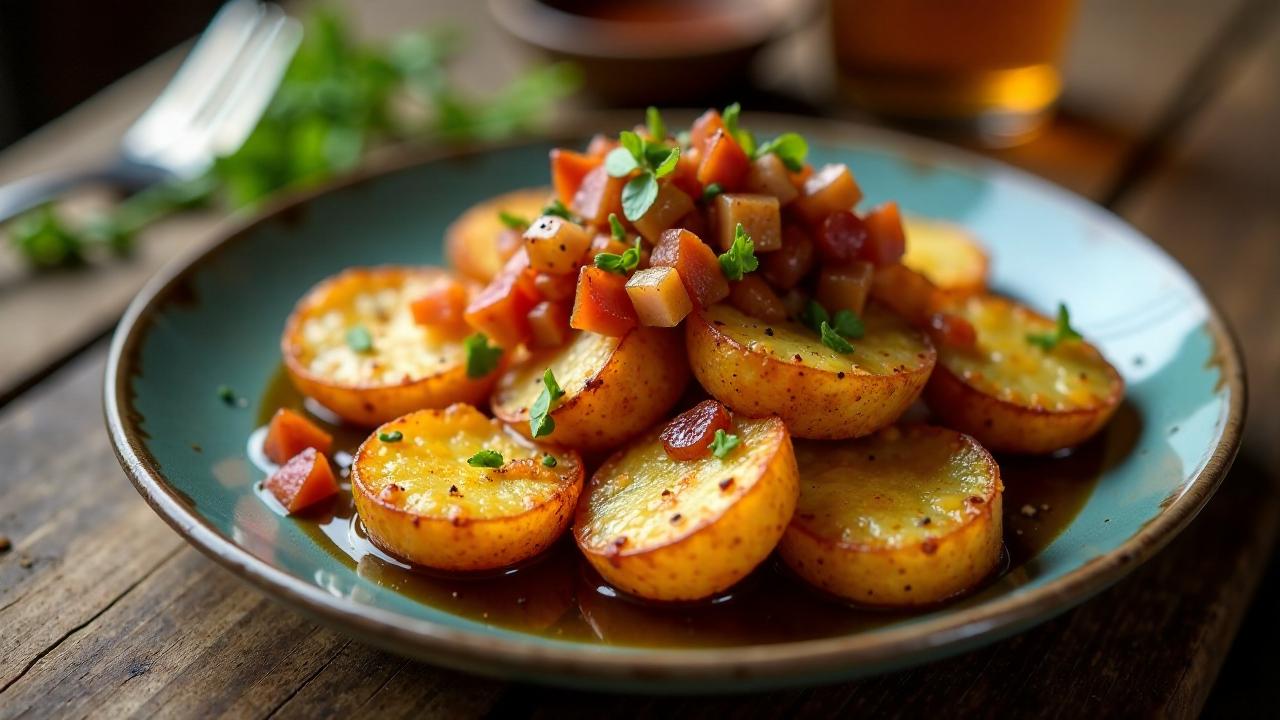 Bratkartoffeln mit Speck und Balsamico-Zwiebeln