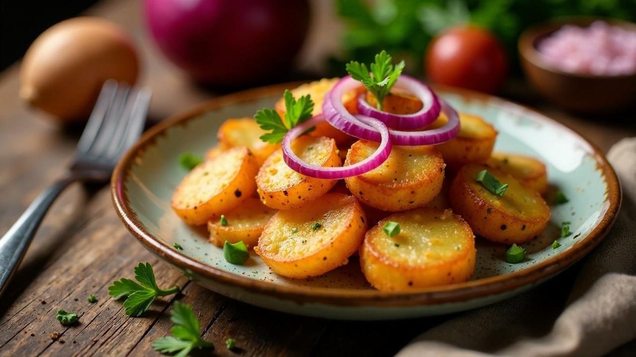 Bratkartoffeln mit roten Zwiebeln