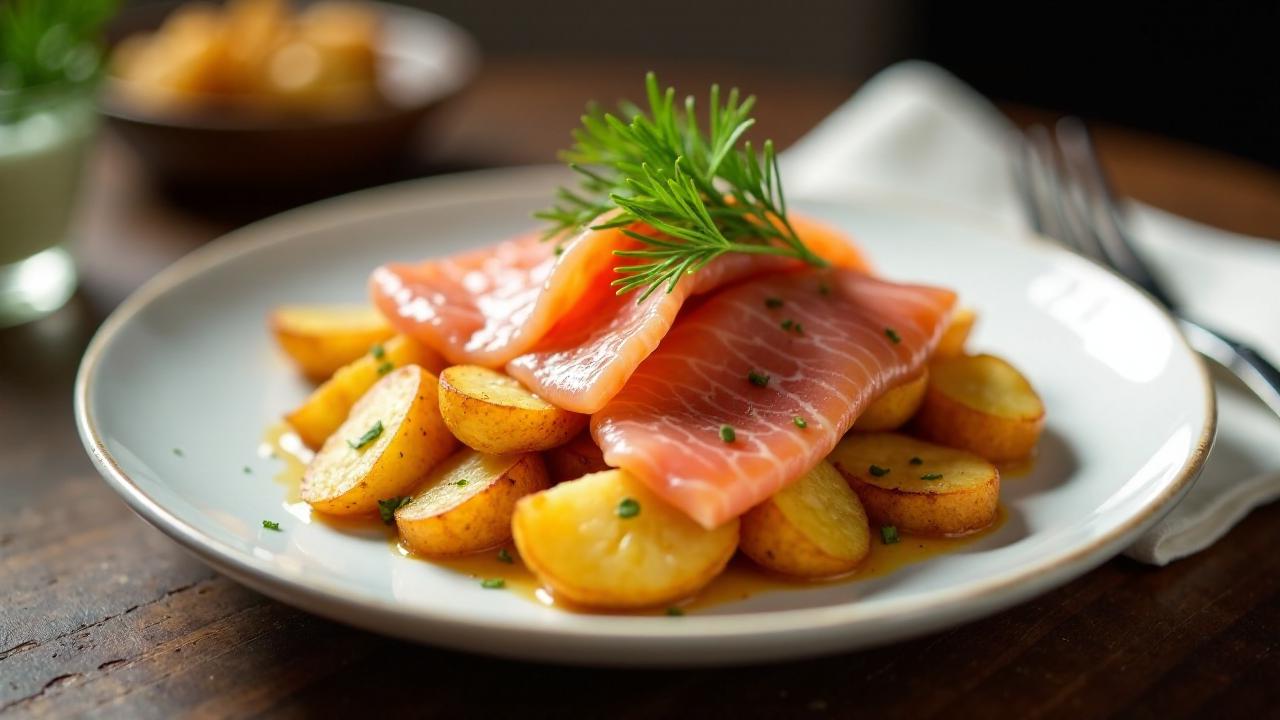 Bratkartoffeln mit schwedischem Gravet-Lachs