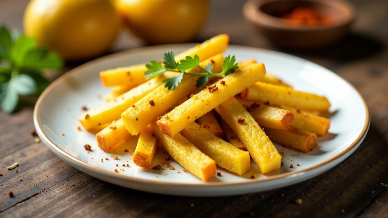 Brotfrucht-Pommes mit Gewürzen