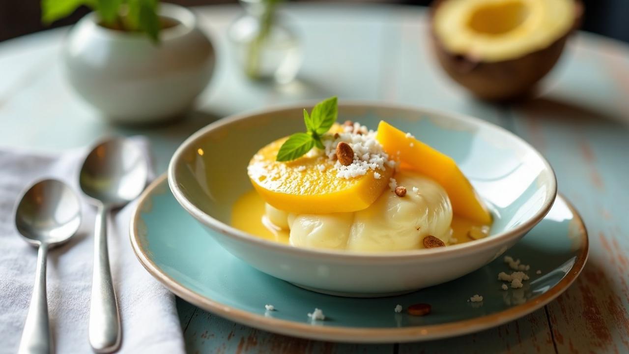 Brotfrucht und Kokosmilch-Pudding