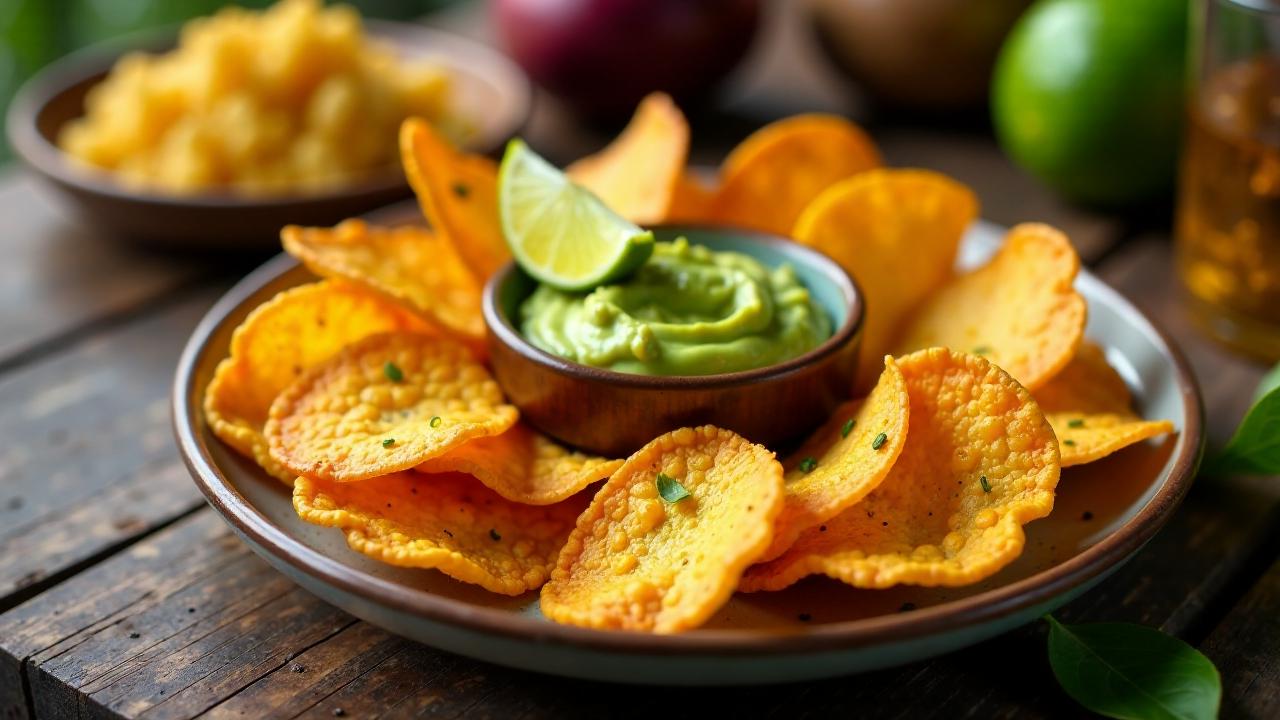 Brotfruchtchips mit Salz und Limette