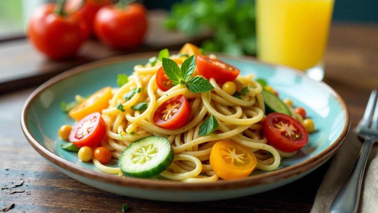 Buchweizennudelsalat mit Senfdressing