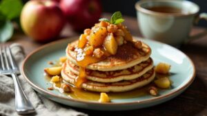 Buchweizenpfannkuchen mit Apfelkompott