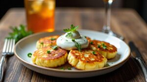 Bulvinių Blynai - Kartoffelpuffer mit Sauerrahm