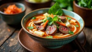 Bun Bo Hue (Würzige Rindfleischnudelsuppe)