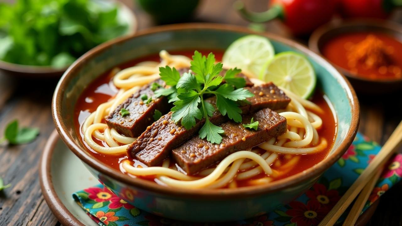 Bun Bo Hue mit Reisnudeln