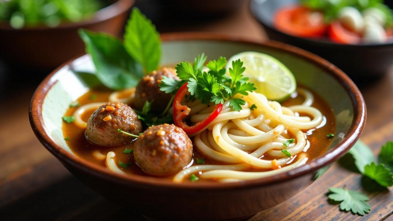 Bun Bo Hue mit Rindfleischbällchen